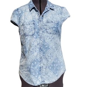 Ruff Hewn short sleeve blue blouse. S